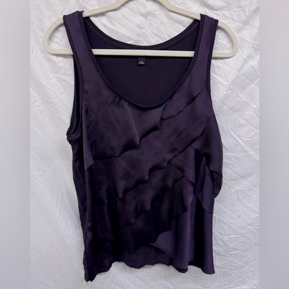 Ann Taylor Tops - Ann Taylor Layered Tank Top Scoop Neck Lined Stretch Purple Satin Women Large